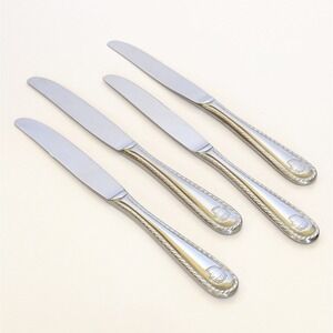 NEW -Wallace BASKETWEAVE Stainless Basket Rope Edge Flatware 9" Knife (Lot Of 4)